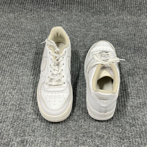 Nike Air Force 1 Kids 6Y White on White Leather Sneakers Low-Top Lace-Up Shoes - Picture 15 of 16
